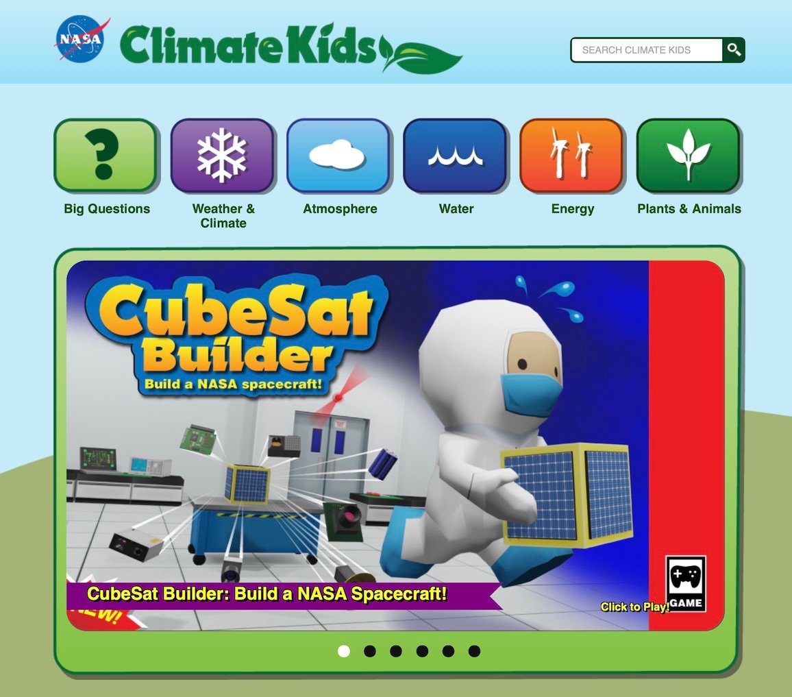 Screenshot of 'NASA climate kids website' game