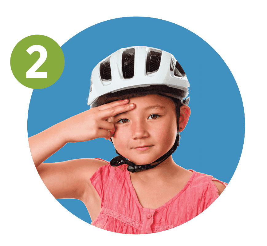 Two fingers above eyebrows